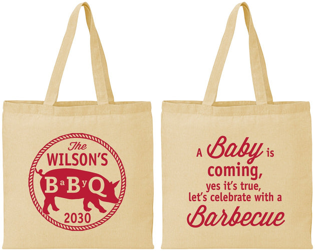 Personalized Baby Shower Cotton Tote Bags - Bbq | 90110