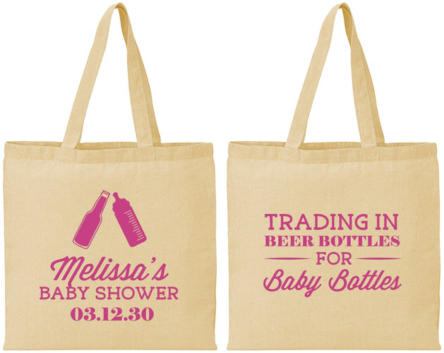Personalized Baby Shower Cotton Tote Bags - Bottles | 90115