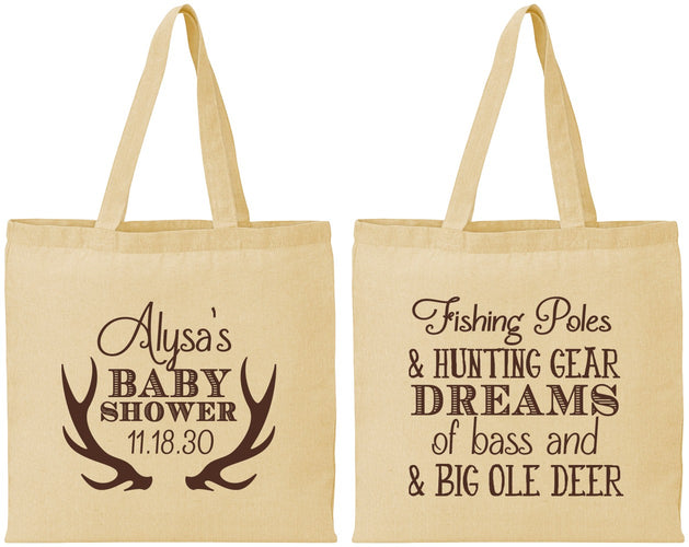 Personalized Baby Shower Cotton Tote Bags - Bass Deer | 90120