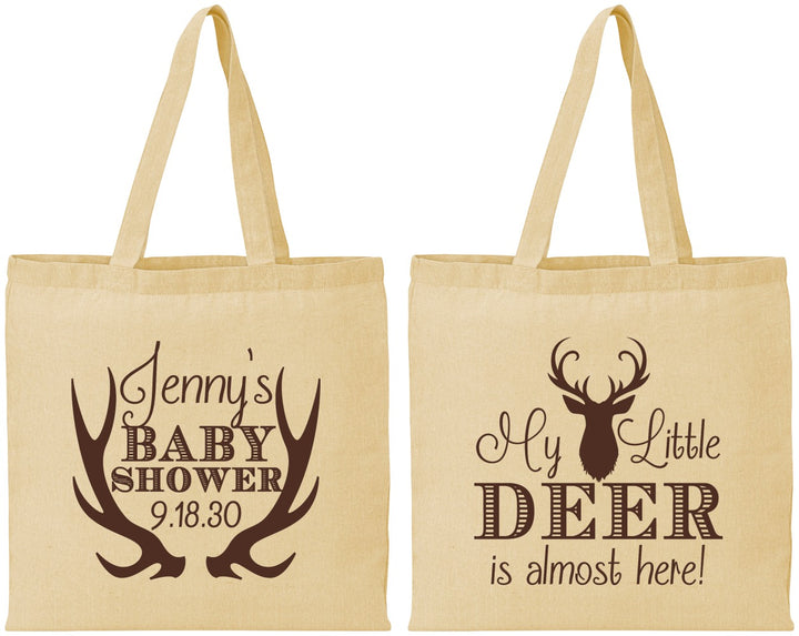 Personalized Baby Shower Cotton Tote Bags - My Little Deer | 90124