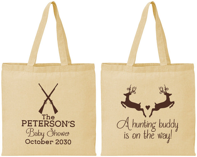 Personalized Baby Shower Cotton Tote Bags - Hunting Buddy | 90125
