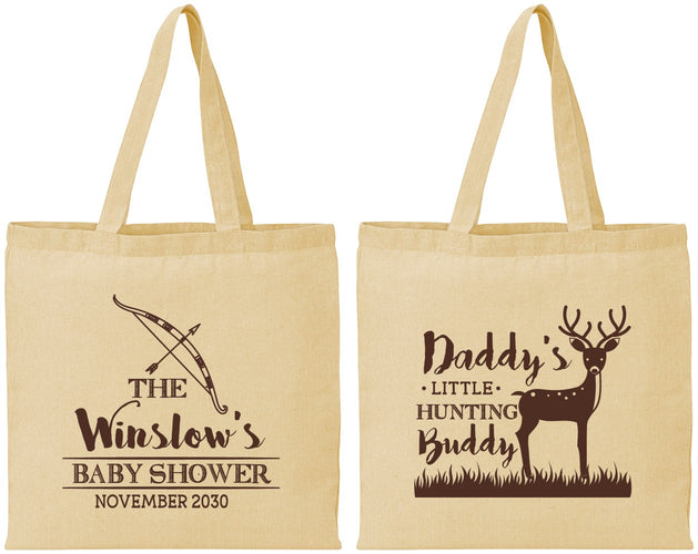 Personalized Baby Shower Cotton Tote Bags - Hunting Buddy | 90127