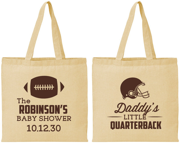 Personalized Baby Shower Cotton Tote Bags - Football Little Quarterback | 90138