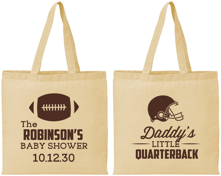 Personalized Baby Shower Cotton Tote Bags - Football Little Quarterback | 90138