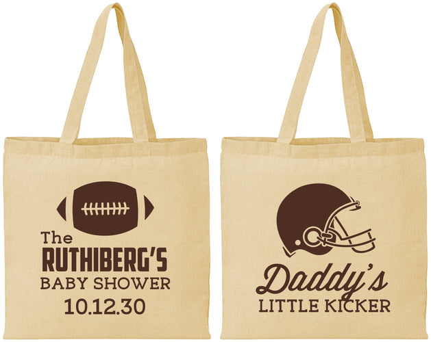 Personalized Baby Shower Cotton Tote Bags - Football Little Kicker | 90139