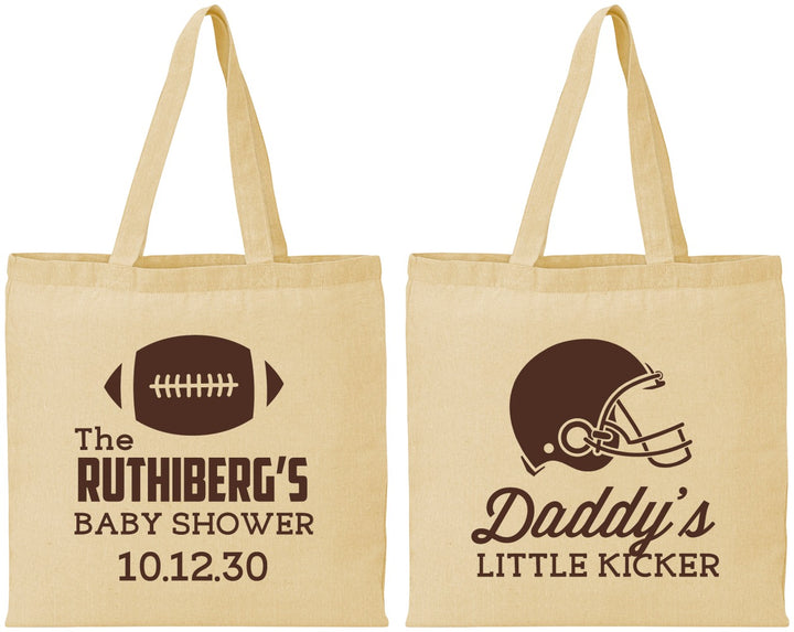 Personalized Baby Shower Cotton Tote Bags - Football Little Kicker | 90139