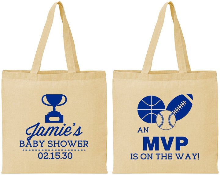 Personalized Baby Shower Cotton Tote Bags - Sports Mvp | 90141