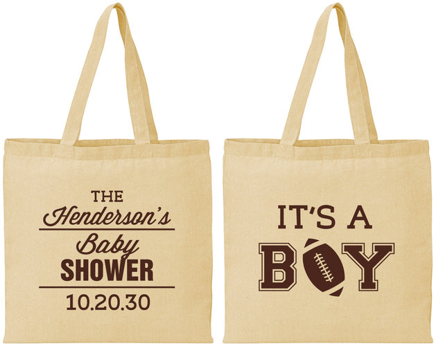 Personalized Baby Shower Cotton Tote Bags - Football | 90142
