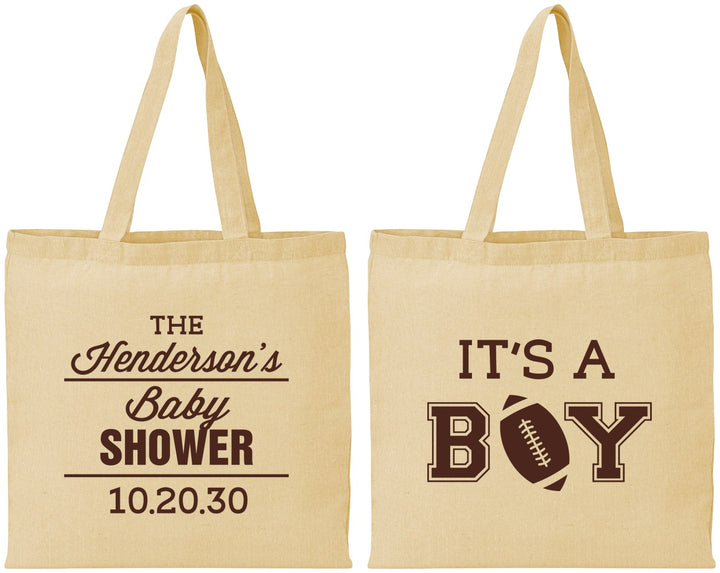 Personalized Baby Shower Cotton Tote Bags - Football | 90142