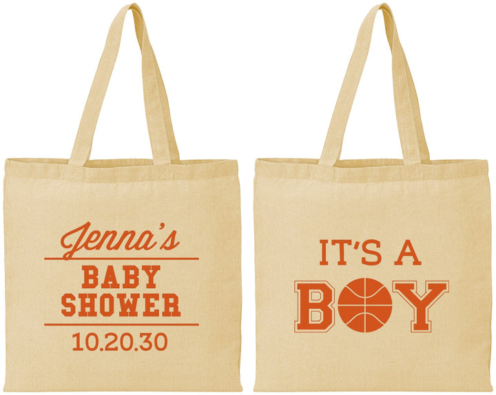 Personalized Baby Shower Cotton Tote Bags - Basketball Its A Boy | 90144