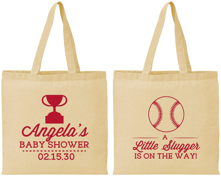 Personalized Baby Shower Cotton Tote Bags - Baseball Little Slugger | 90145