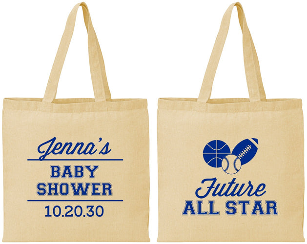 Personalized Baby Shower Cotton Tote Bags - Future All Star | 90146