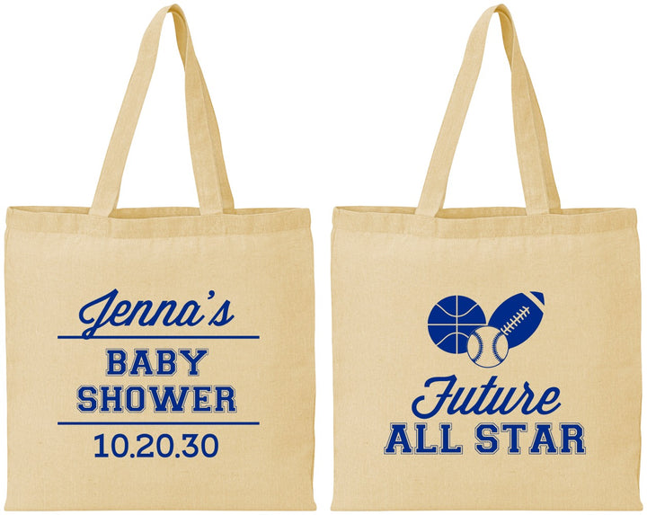 Personalized Baby Shower Cotton Tote Bags - Future All Star | 90146