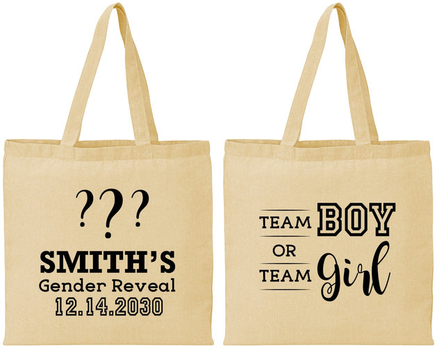 Personalized Baby Shower Cotton Tote Bags - Gender Reveal | 90150