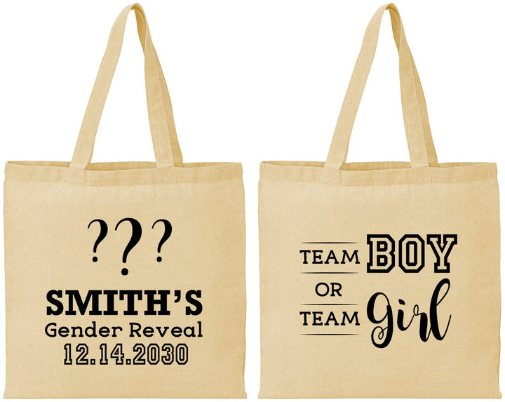 Personalized Baby Shower Cotton Tote Bags - Gender Reveal | 90150