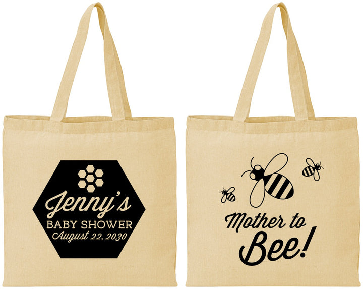 Personalized Baby Shower Cotton Tote Bags - Mother To Bee | 90153