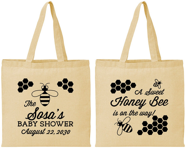 Personalized Baby Shower Cotton Tote Bags - Honey Bee | 90154