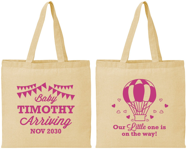 Personalized Baby Shower Cotton Tote Bags - Hot Air Balloon | 90162