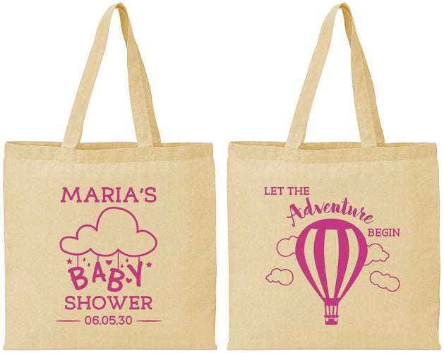 Personalized Baby Shower Cotton Tote Bags - Hot Air Balloon | 90164