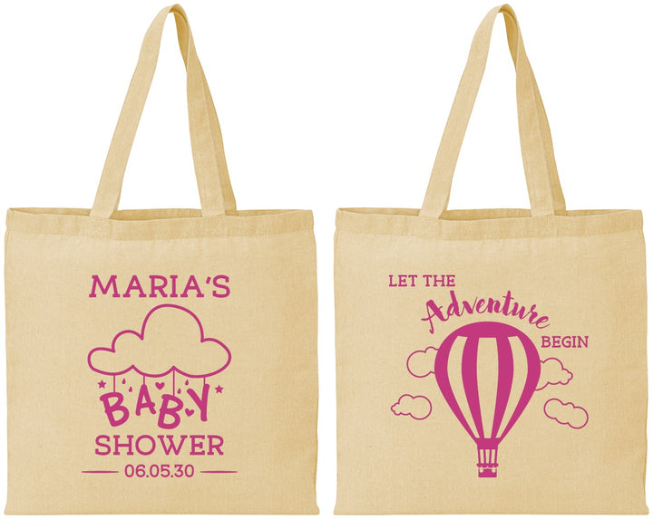 Personalized Baby Shower Cotton Tote Bags - Hot Air Balloon | 90164