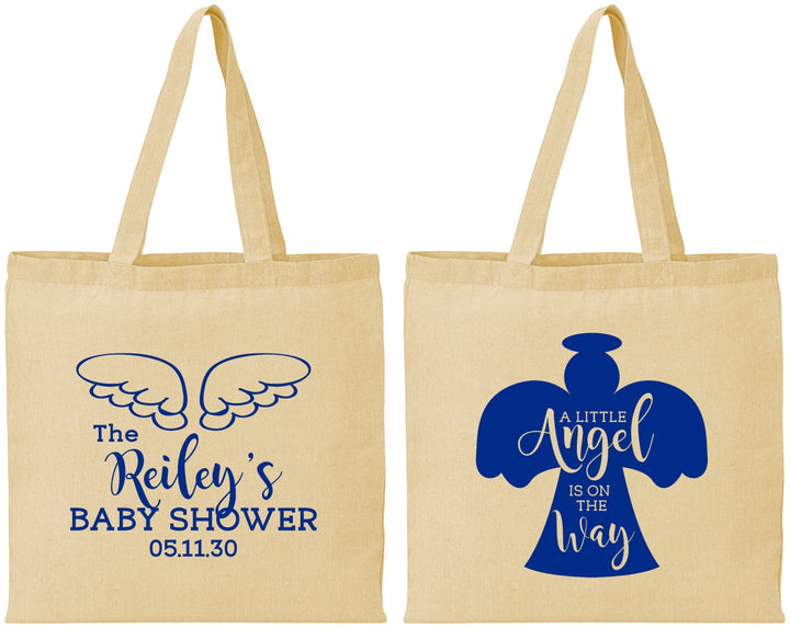 Personalized Baby Shower Cotton Tote Bags - Angel On The Way | 90165