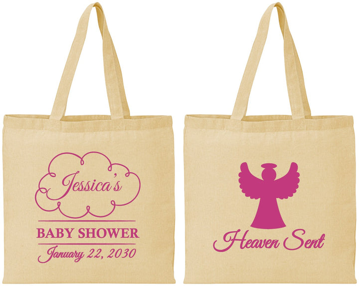 Personalized Baby Shower Cotton Tote Bags - Heaven Sent | 90166