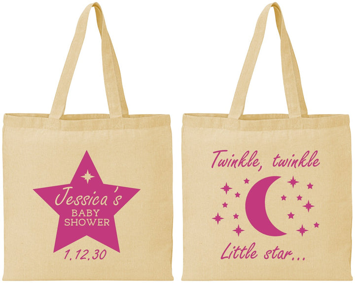 Personalized Baby Shower Cotton Tote Bags - Twinkle Twinkle Little Star | 90168