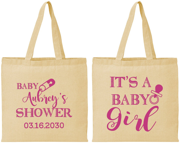 Personalized Baby Shower Cotton Tote Bags - Baby Girl | 90171