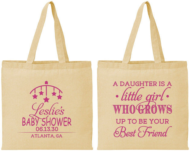 Personalized Baby Shower Cotton Tote Bags - Little Girls Best Friend | 90173
