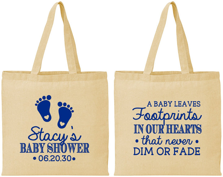 Personalized Baby Shower Cotton Tote Bags - Footprints | 90176