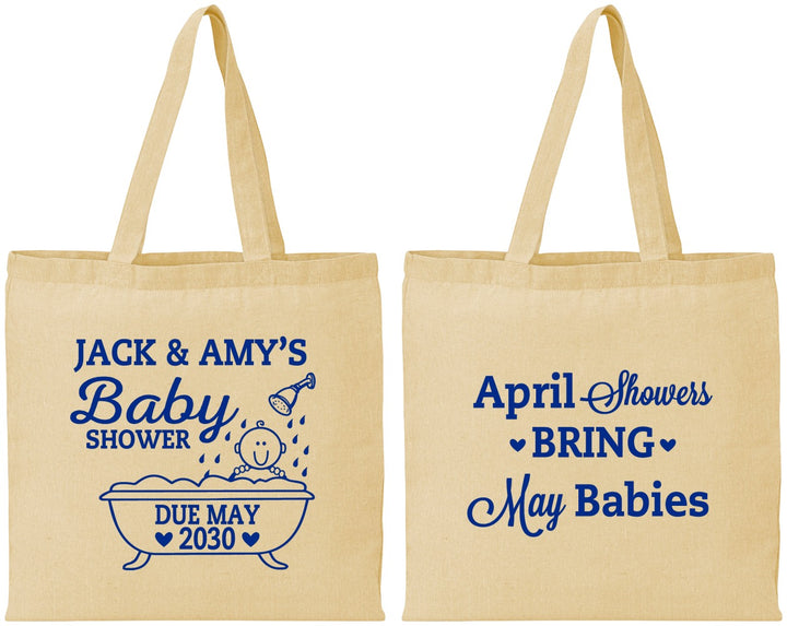 Personalized Baby Shower Cotton Tote Bags - April Showers May Babies | 90181