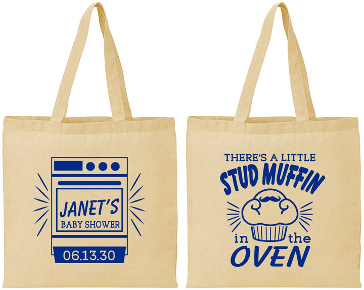 Personalized Baby Shower Cotton Tote Bags - Stud Muffin | 90182