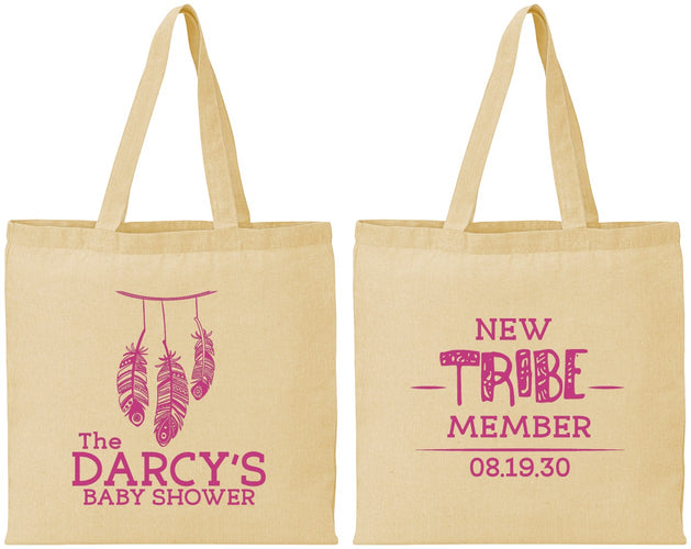 Personalized Baby Shower Cotton Tote Bags - Tribe Member | 90183