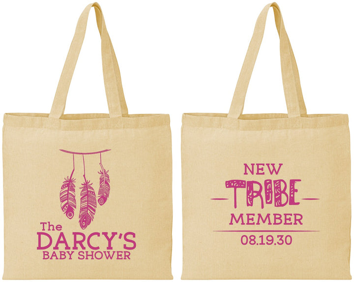 Personalized Baby Shower Cotton Tote Bags - Tribe Member | 90183