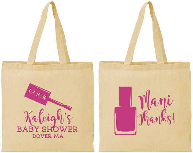 Personalized Baby Shower Cotton Tote Bags - Mani Thanks | 90184