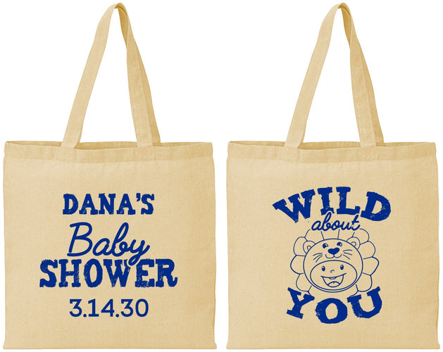 Personalized Baby Shower Cotton Tote Bags - Lion Wild About You | 90186