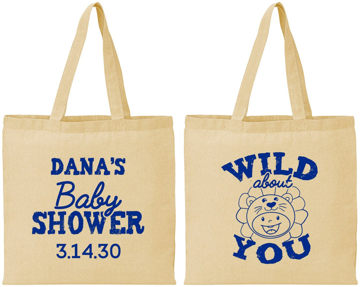 Personalized Baby Shower Cotton Tote Bags - Lion Wild About You | 90186