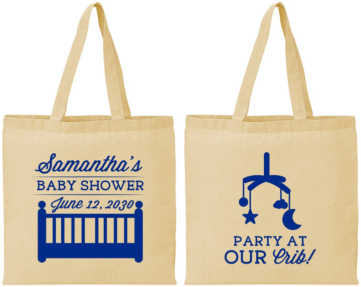 Personalized Baby Shower Cotton Tote Bags - Party At Our Crib | 90187