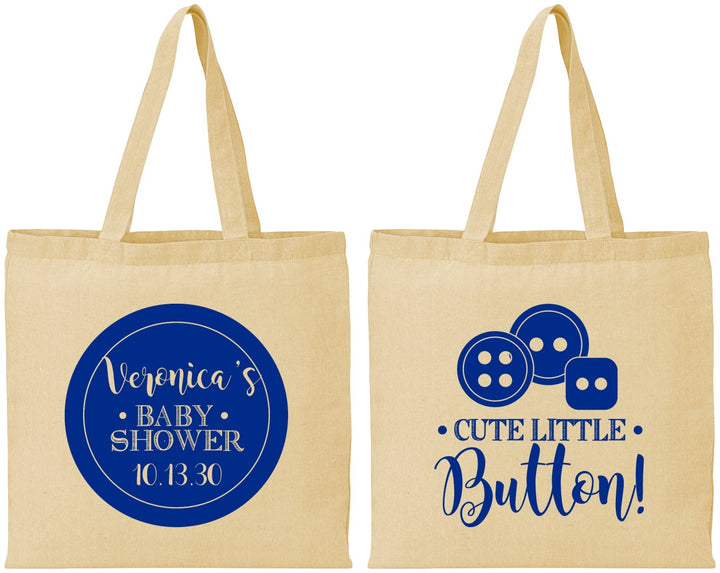 Personalized Baby Shower Cotton Tote Bags - Cute Little Button | 90189