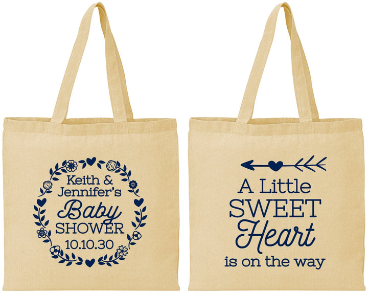 Personalized Baby Shower Cotton Tote Bags - Little Sweet Heart | 90195