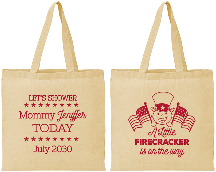 Personalized Baby Shower Cotton Tote Bags - Little Firecracker | 90198