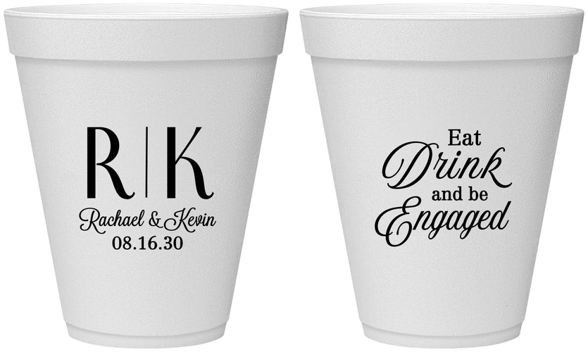 Personalized Engagement 12 oz Foam Cups - Eat Drink Be Engaged | 10000