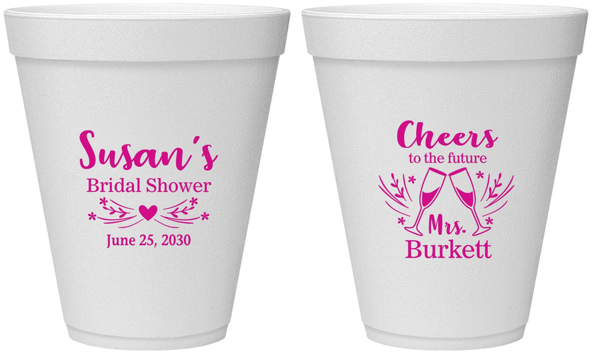 Personalized Bridal Shower 12 oz Foam Cups - Future Mrs | 100005