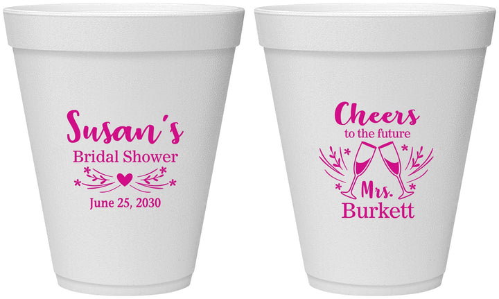 Personalized Bridal Shower 12 oz Foam Cups - Future Mrs | 100005