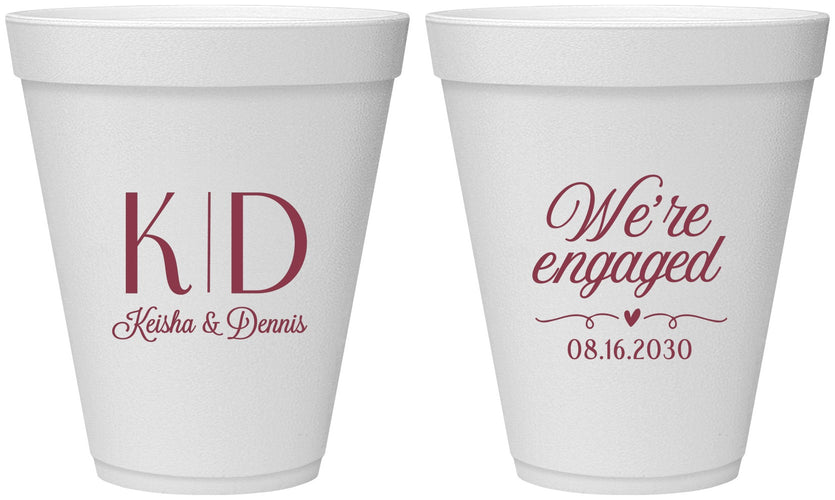 Personalized Engagement 12 oz Foam Cups - We Are Engaged | 10001