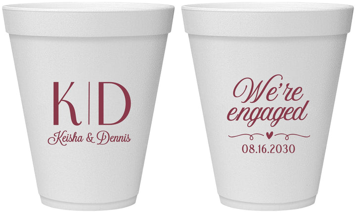 Personalized Engagement 12 oz Foam Cups - We Are Engaged | 10001