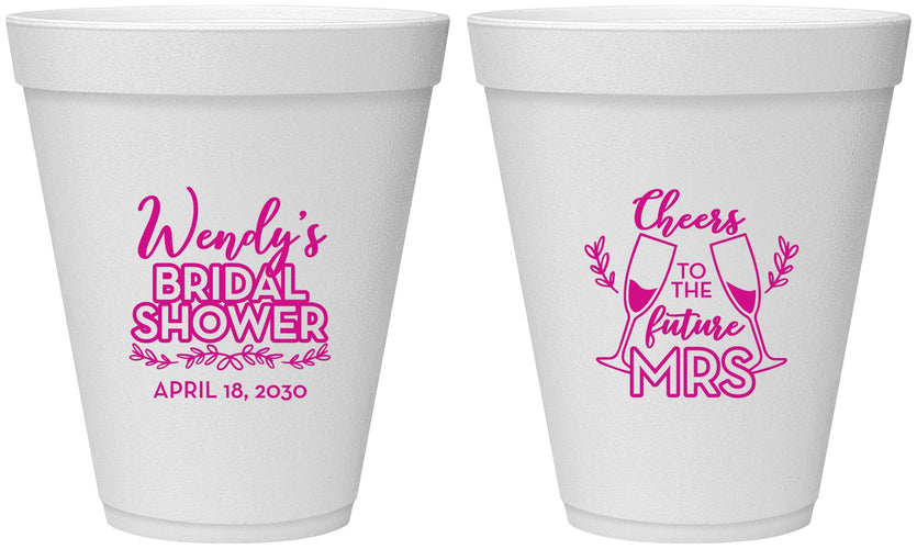 Personalized Bridal Shower 12 oz Foam Cups - Future Mrs | 100011