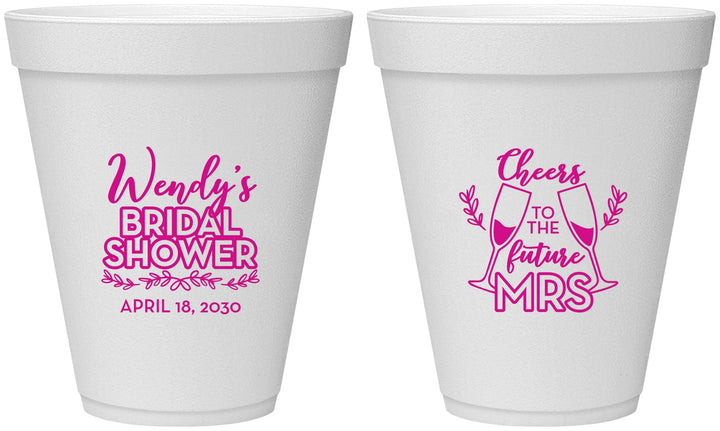 Personalized Bridal Shower 12 oz Foam Cups - Future Mrs | 100011