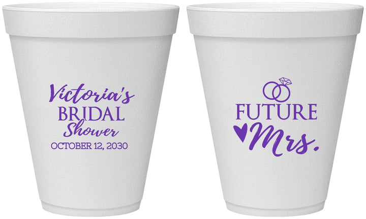 Personalized Bridal Shower 12 oz Foam Cups - Future Mrs | 100012