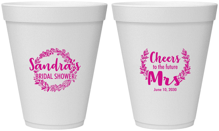 Personalized Bridal Shower 12 oz Foam Cups - Future Mrs | 100015